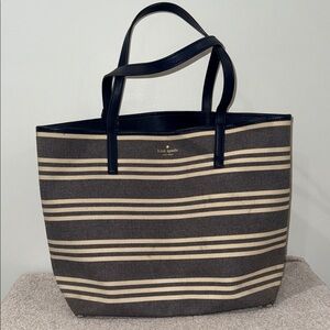 kate spade Navy and Cream Striped Tote Bag - Reversible